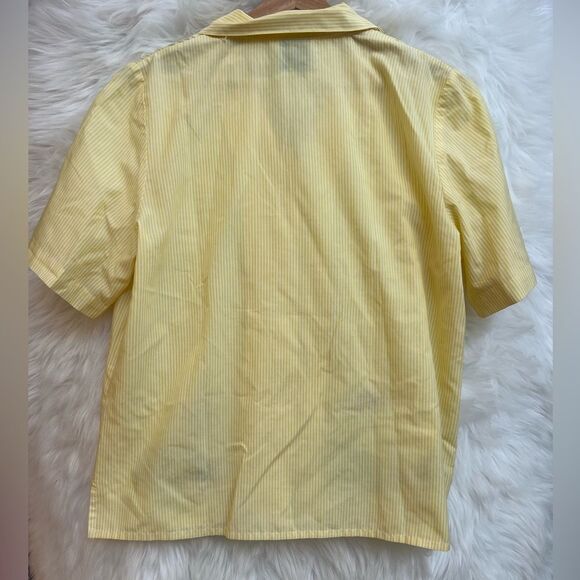 Allison Daley short sleeve button up yellow striped embroidered summer detailing - Picture 8 of 10